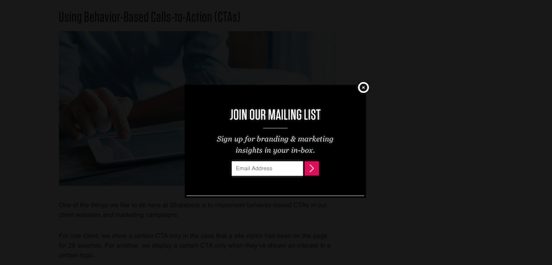 Mailing List Opt-in CTA Example