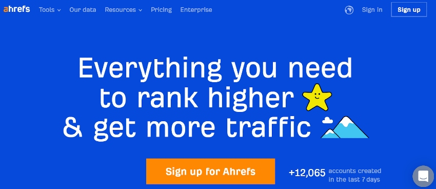 Ahrefs homepage screenshot
