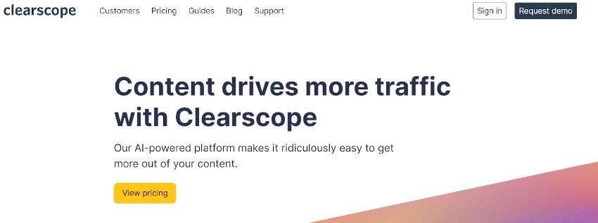 Clearscope homepage screenshot