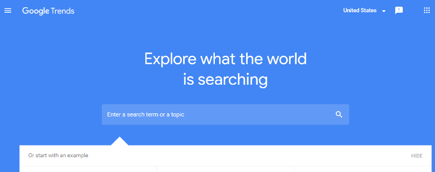 Google Trends homepage screenshot