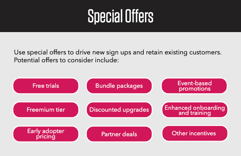 list of special offers for marketing
