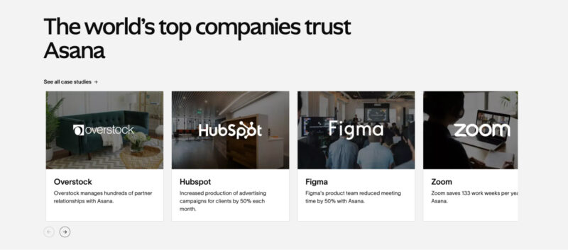 top companies trust asana
