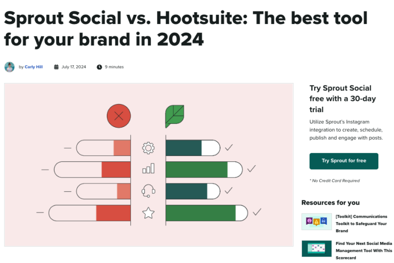 An example of decision making targeted content from Sprout Social