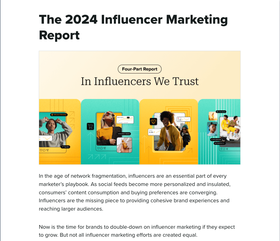 Cover of the 2024 Influencer Marketing Report focusing on trusted influencers and their role in personalized marketing.