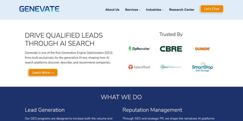 genevate home page screenshot