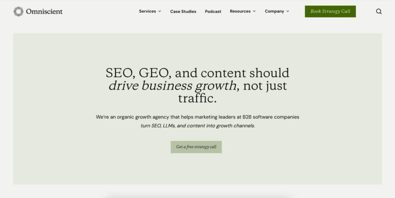 omniscient home page screenshot