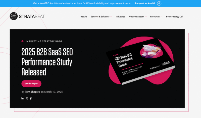 SEO Performance study announcement screenshot