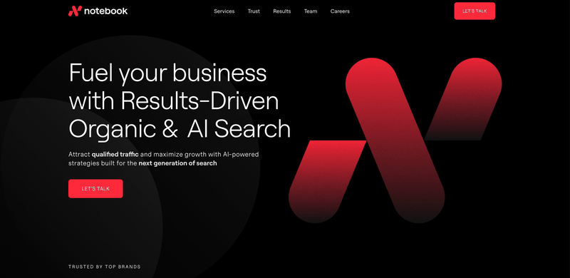 notebook agency home page screenshot