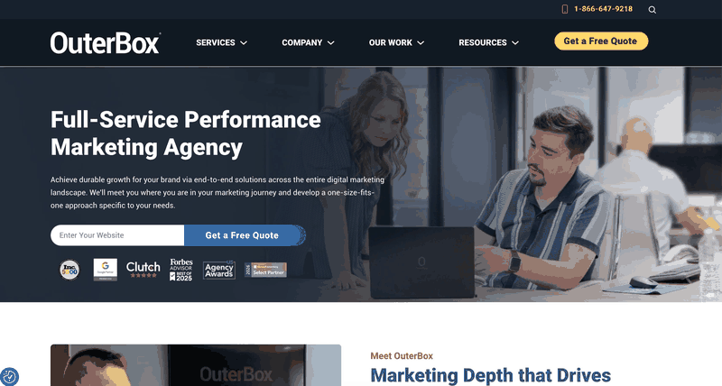 outerbox home page screenshot