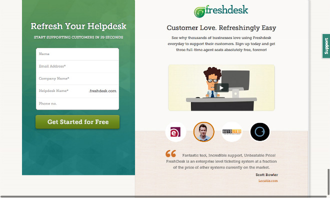 Freshdesk Landing Page